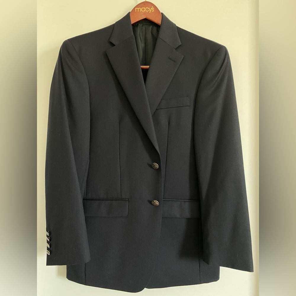 Men's Michael Kors Navy Blue 100% Wool 2-Button 36S Blazer Jacket